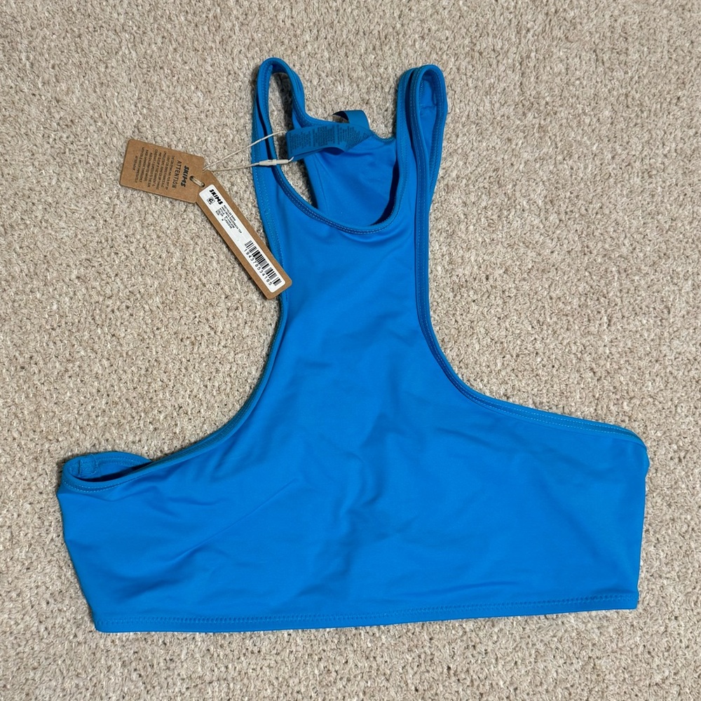 SKIMS Turquoise High Neck Racerback Swim Top